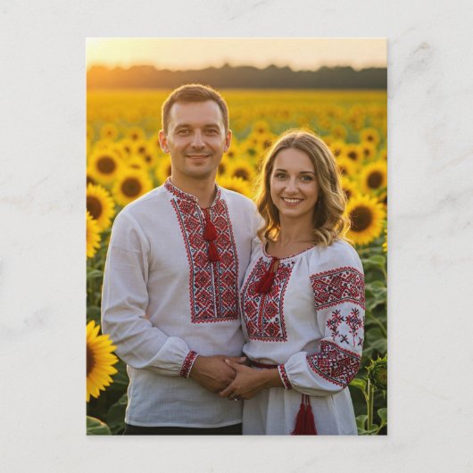 Oekraïens stel houdt van zonnebloemen Briefkaart (Voorkant)