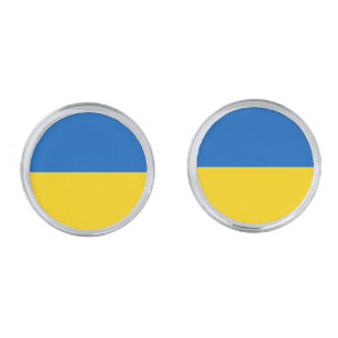 Oekraïens vlaggenblauw - Geel goud - Oekraïens pat Verzilverde Manchetknopen