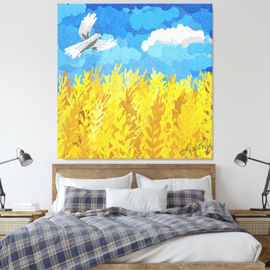 Oekraïens vlaggenlandschap canvas afdruk (Insitu (Slaapkamer))