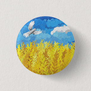 Oekraïens vlaggenlandschap ronde button 3,2 cm