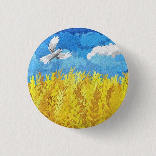 Oekraïens vlaggenlandschap ronde button 3,2 cm (Voorkant)