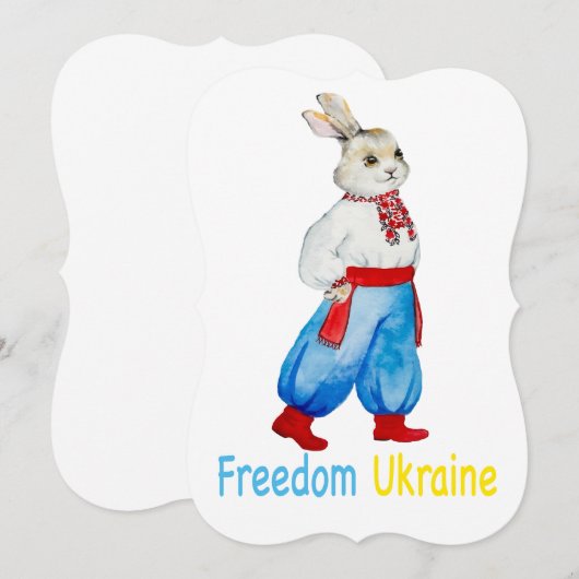 Oekraïens volkskostuum waterverf gestileerd konijn kaart (Voorkant / Achterkant)