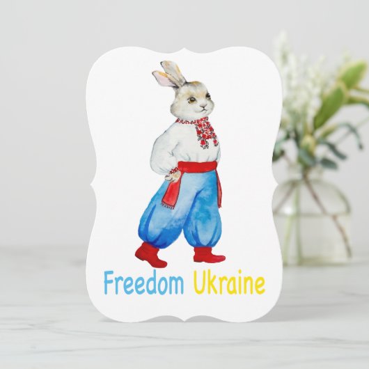 Oekraïens volkskostuum waterverf gestileerd konijn kaart (Staand voorkant)