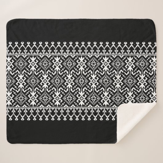 Oekraïens Vyshyvanka: Etnisch Ornament fusie Sherpa Deken (Voorkant (horizontaal))