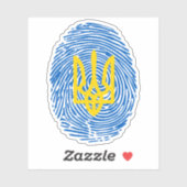 Oekraïens wapenschild op vingerafdruk achtergrond sticker (Vel)