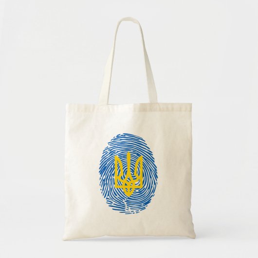 Oekraïens wapenschild op vingerafdruk achtergrond tote bag (Voorkant)