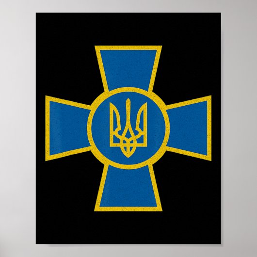 Oekraïense Af Tryzub Embleem van de strijdkrachten Poster (Voorkant)