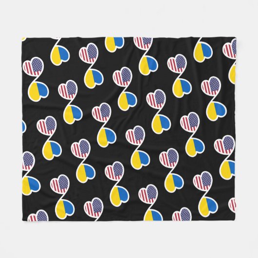 Oekraïense Amerikaanse oneindigheid Heart Oekraïne Fleece Deken (Voorkant (Horizontaal))