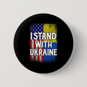 Oekraïense Amerikaanse vlag Patriottisch Ronde Button 5,7 Cm