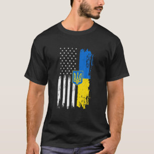  Oekraïense Amerikaanse vlag Patriottisch T-shirt