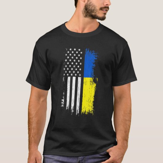 Oekraïense Amerikaanse vlag T Pride Ukraine USA T-shirt (Voorkant)