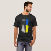Oekraïense Amerikaanse vlag T Pride Ukraine USA T-shirt (Voorkant volledig)