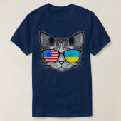 Oekraïense Amerikaanse vlaggeroots Cat Oekraïense  T-shirt (Design voorkant)