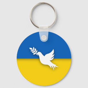 Oekraïense bicolorvlag, vredesduif sleutelhanger
