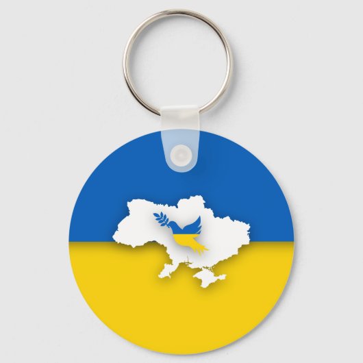 Oekraïense bicolorvlag, vredesduif sleutelhanger (Voorkant)
