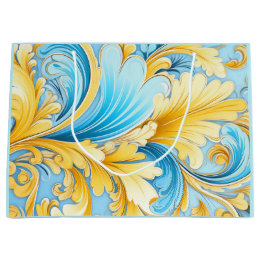 Oekraïense blauwe en gele kunstmotieven groot cadeauzakje