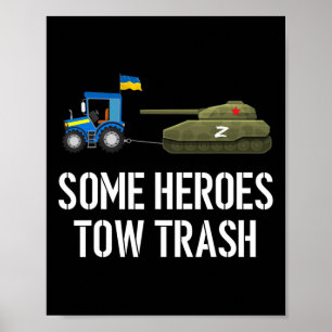 Oekraïense boer die verlaten tank trekt  poster