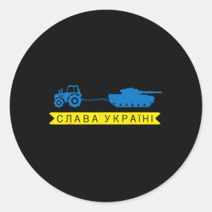 Oekraïense boer steelt een Russische tank meme Ronde Sticker