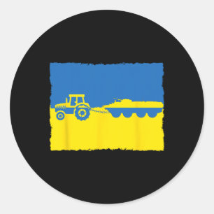 Oekraïense boer steelt tractor een Russische tank Ronde Sticker
