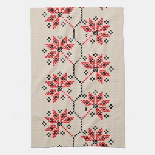 Oekraïense borduurpatroon keukenhanddoek (Verticaal)