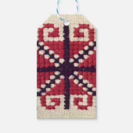 Oekraïense borduurvrouw cadeaulabel