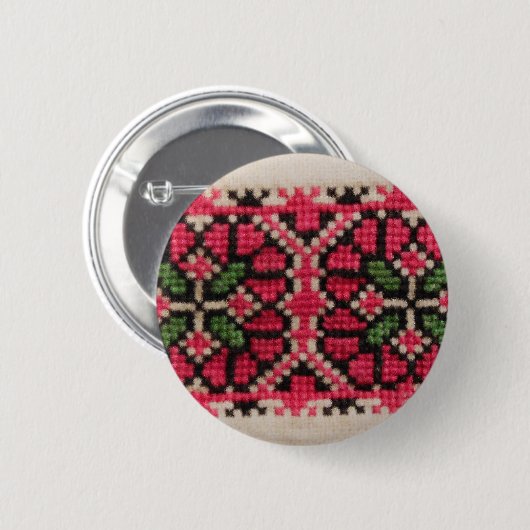 Oekraïense borduurvrouw ronde button 5,7 cm (Voorkant /achterkant)