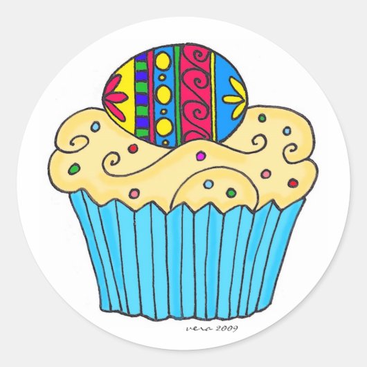 Oekraïense cupcake door Vera Trembach Ronde Sticker (Voorkant)