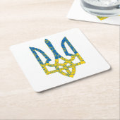 Oekraïense driekleurige getextureerde vlag van Oek Kartonnen Onderzetters (Schuin)