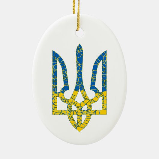 Oekraïense driekleurige getextureerde vlag van Oek Keramisch Ornament (Achterkant)