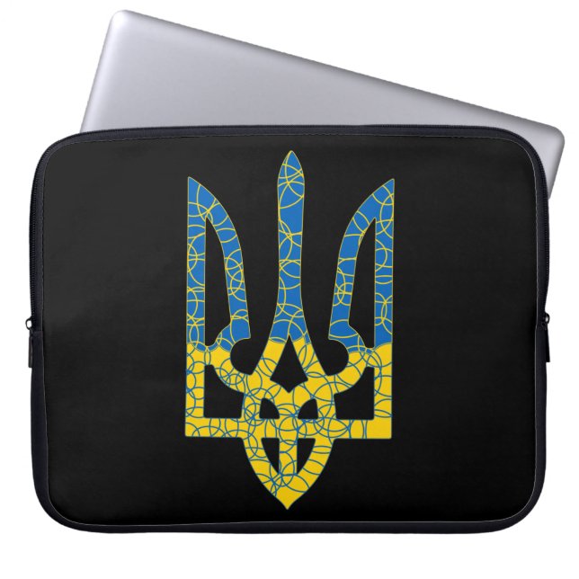 Oekraïense driekleurige getextureerde vlag van Oek Laptop Sleeve (Voorkant)
