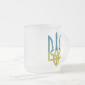 Oekraïense driekleurige getextureerde vlag van Oek Matglas Koffiemok (Voorkant rechts)