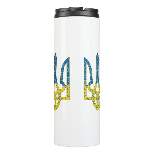 Oekraïense driekleurige getextureerde vlag van Oek Thermosbeker (Achterkant)