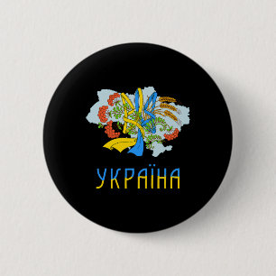 Oekraïense Drietand Shirt Love Oekraïne Vlag Tryzu Ronde Button 5,7 Cm