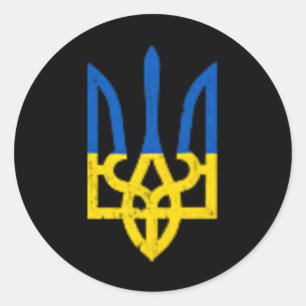 Oekraïense Drietand Symbool - Oekraïense Vlag Onde Ronde Sticker
