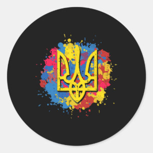 Oekraïense Drietand Tryzub Oekraïense Mannen Vrouw Ronde Sticker