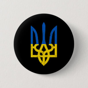 Oekraïense Drietandssymbool - Oekraïense Vlag Onde Ronde Button 5,7 Cm