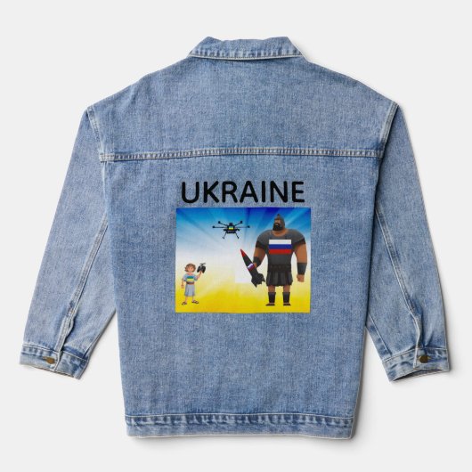 Oekraïense drone dominantie denim jacket (Achterkant)