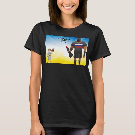Oekraïense Drone Zwart T-shirt (Voorkant)
