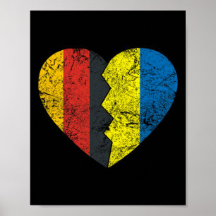 Oekraïense Duitse Vlag Hart Duitsland Oekraïne Vla Poster