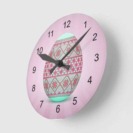 Oekraïense eicel (Pysanka) acrylwandklok Ronde Klok (Hoek)