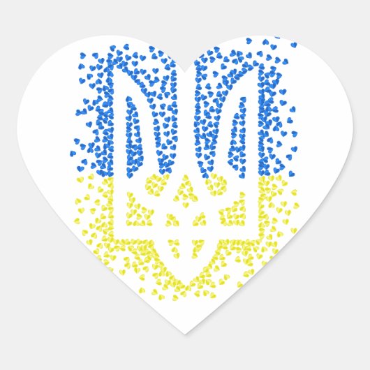 Oekraïense embleem drietand tryzub verstrooiing ha hart sticker (Voorkant)