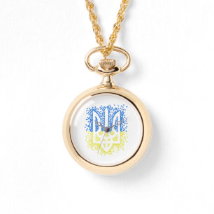 Oekraïense embleem drietand tryzub verstrooiing ha horloge