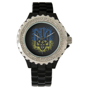 Oekraïense embleem drietand tryzub verstrooiing ha horloge