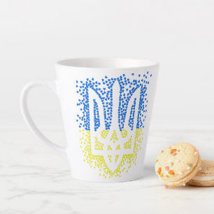 Oekraïense embleem drietand tryzub verstrooiing ha latte mok