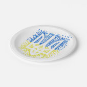 Oekraïense embleem drietand tryzub verstrooiing ha papieren bordje (Gekanteld)