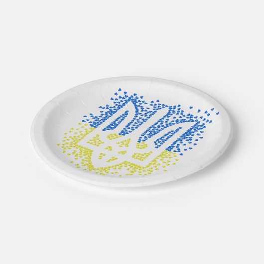 Oekraïense embleem drietand tryzub verstrooiing ha papieren bordje (Gekanteld)