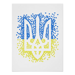 Oekraïense embleem drietand tryzub verstrooiing ha perfect poster