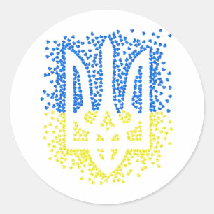 Oekraïense embleem drietand tryzub verstrooiing ha ronde sticker