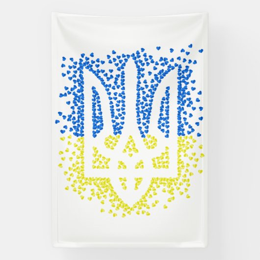 Oekraïense embleem drietand tryzub verstrooiing ha spandoek (Verticaal)