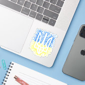 Oekraïense embleem drietand tryzub verstrooiing ha sticker (Laptop met iPhone)